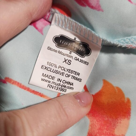 Mudpie Whitney Ruffle Collar Flamingo Print Tunic Blouse Sz XS - Picture 5 of 10